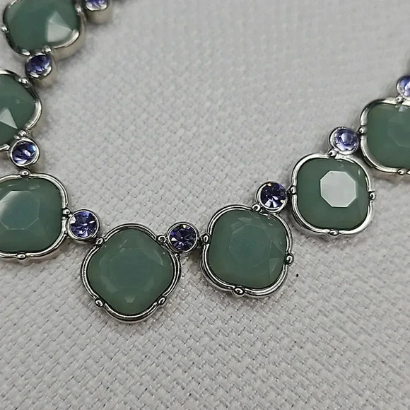 Lia Sophia Statement Necklace in Silver with Mint Green and Blue Accents - Picture 6 of 13
